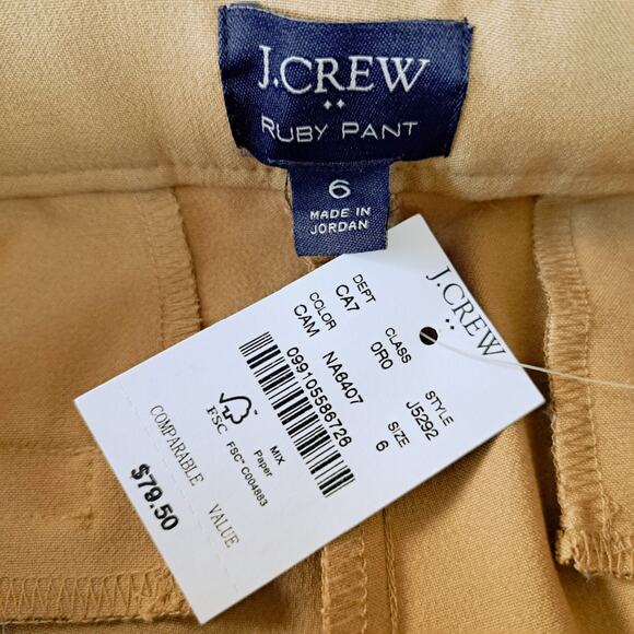 NEW J CREW Ruby Slim Cropped Pant Size 6 Tan Camel Stretch Twill Business Casual - Picture 6 of 9
